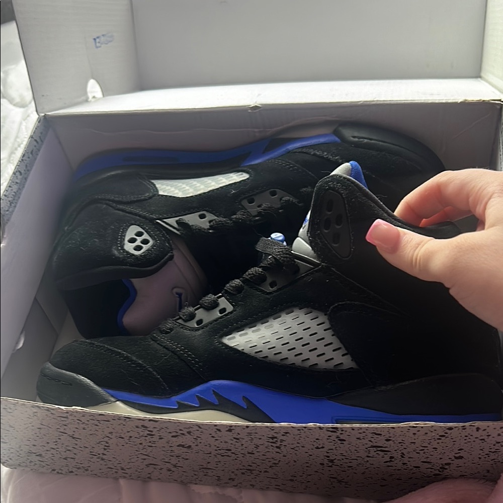 Air Jordan 5 Retro Black and Blue Sneakers